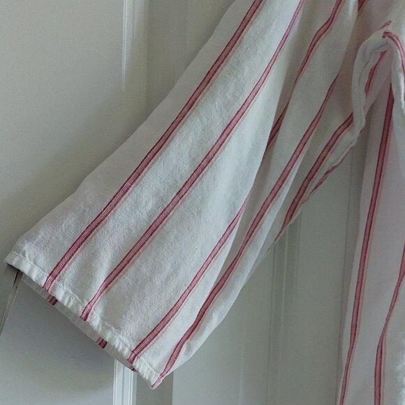 Splendid 3/4 Sleeve Red Stripe Linen Blend Blouse Women's Size L - Picture 7 of 9